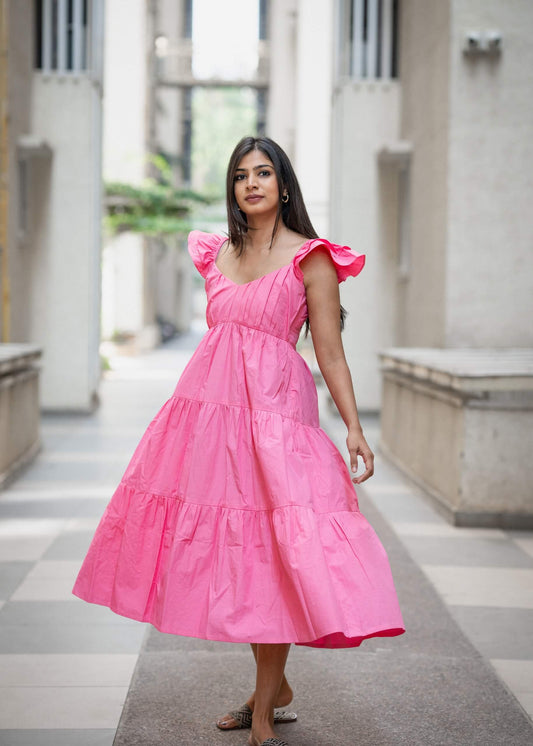 PINKPOP MIDI DRESS